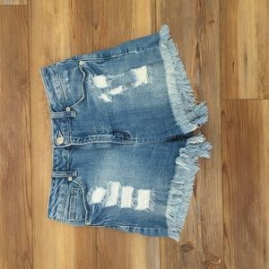 High Rise Cut Off Denim Shorts